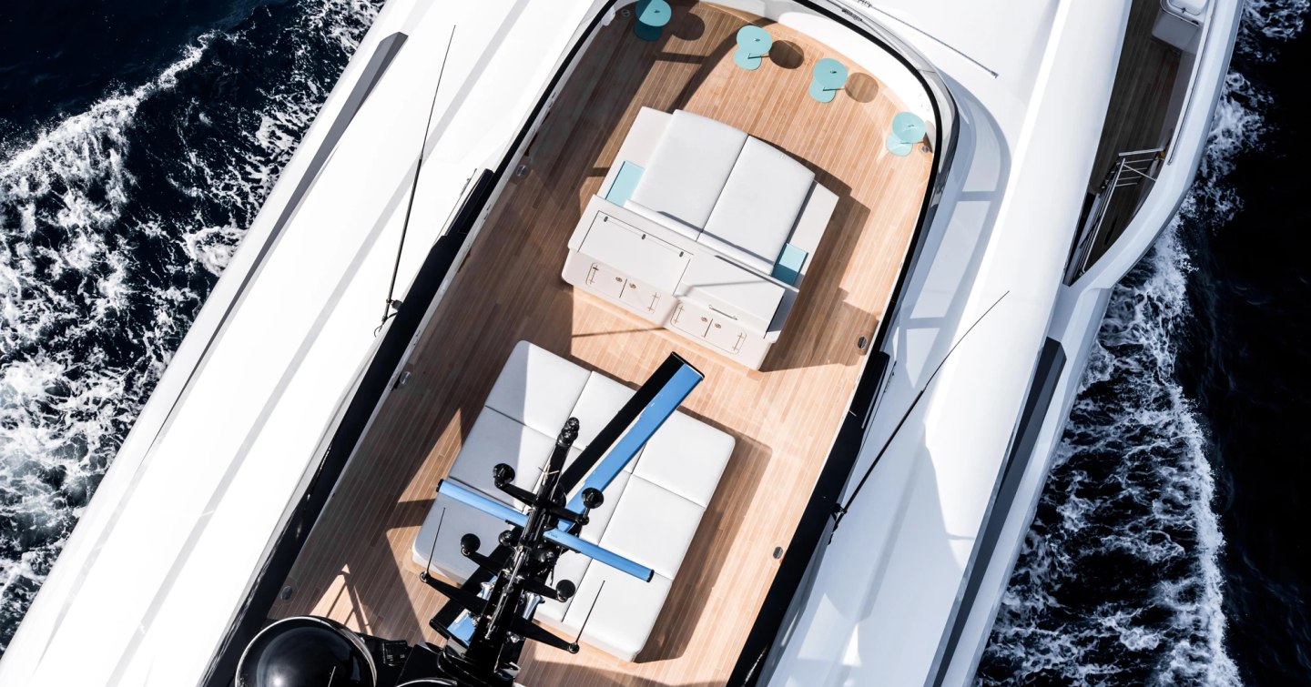 Superyacht Utopia IV sundeck aerial view