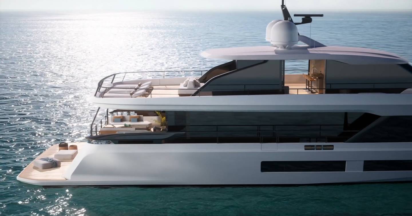 Rendering of Azimut Grande 30M Superyacht stern 