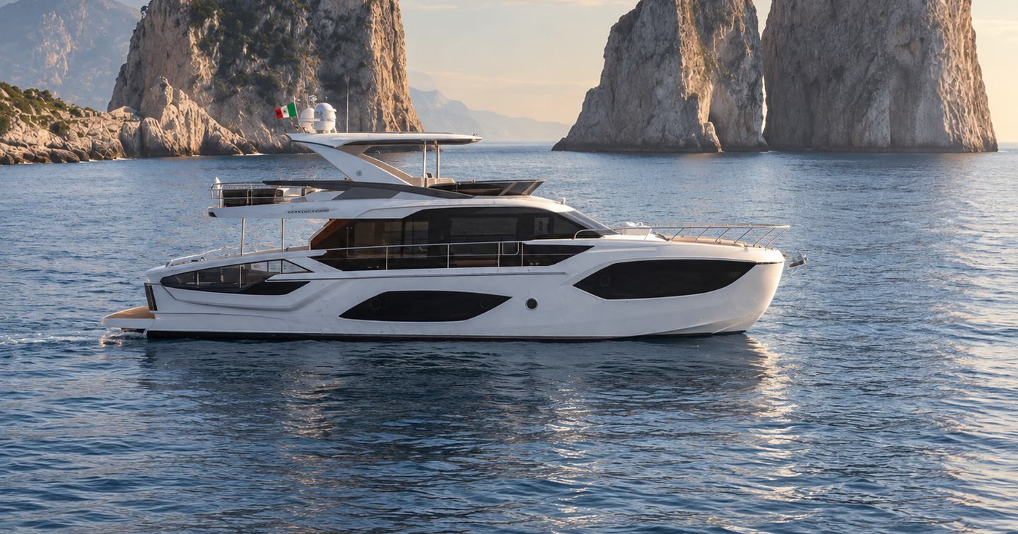 Next-gen Absolute 62 FLY motor yacht rendering