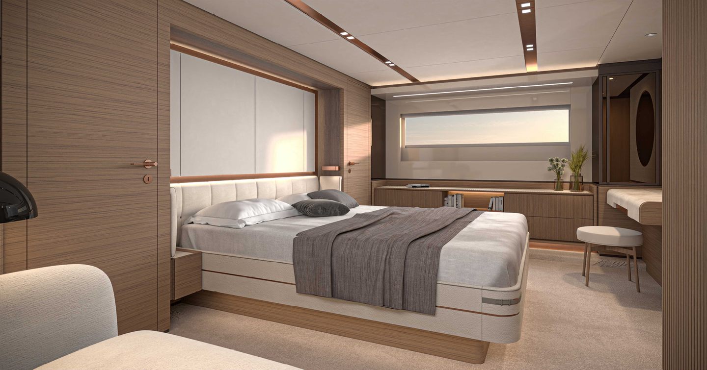 Rendering of Solaris Power 70 Long Range Boat owners cabin 