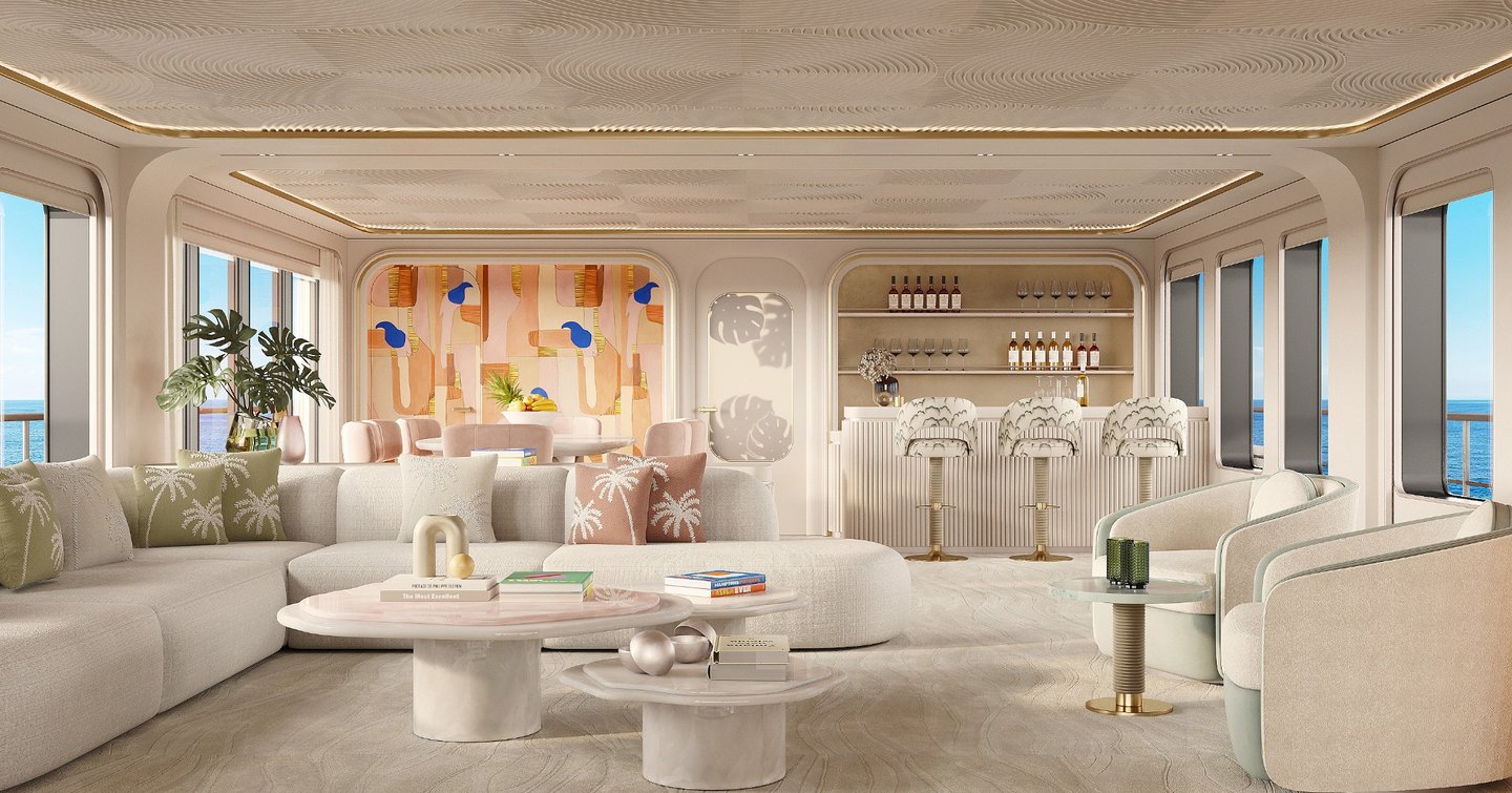 Carla Guilhem Numarine main saloon with green details 