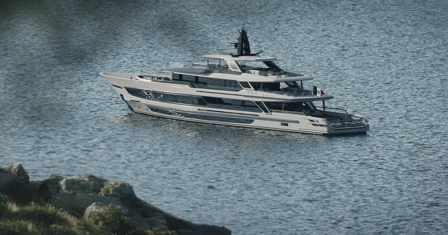Rendering of the first Baglietto T54 superyacht under way