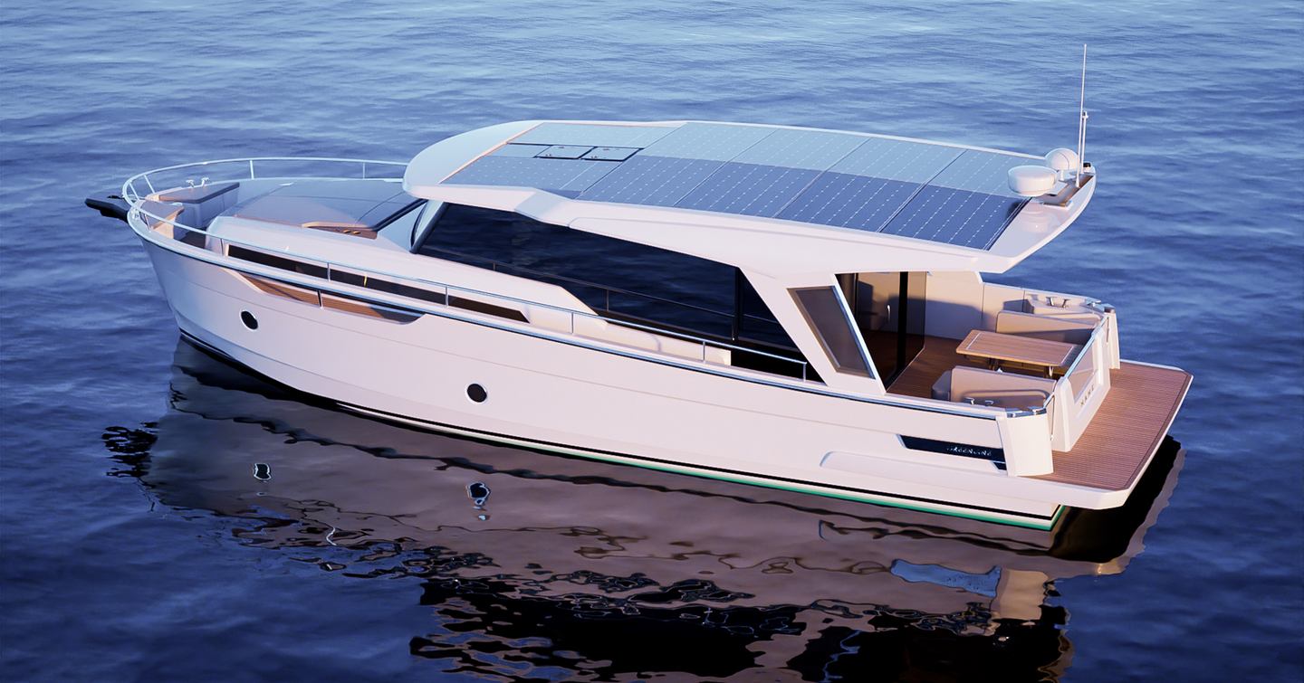 Greenline 42 at anchor