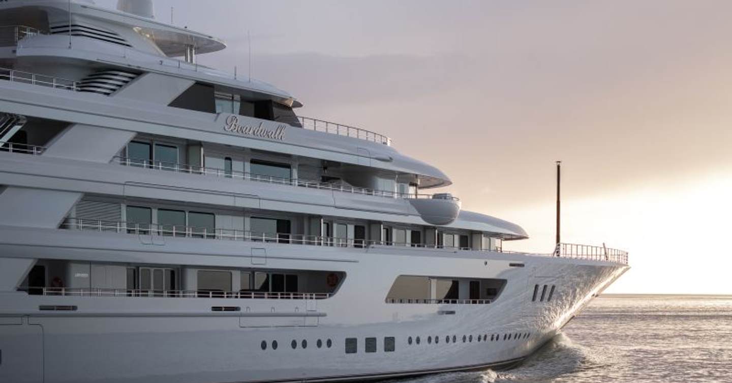 superyacht boardwalk bow close up