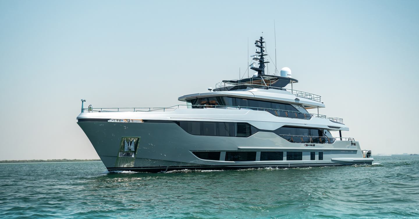 Gulf Craft Majesty 120 Hull 5 at anchor