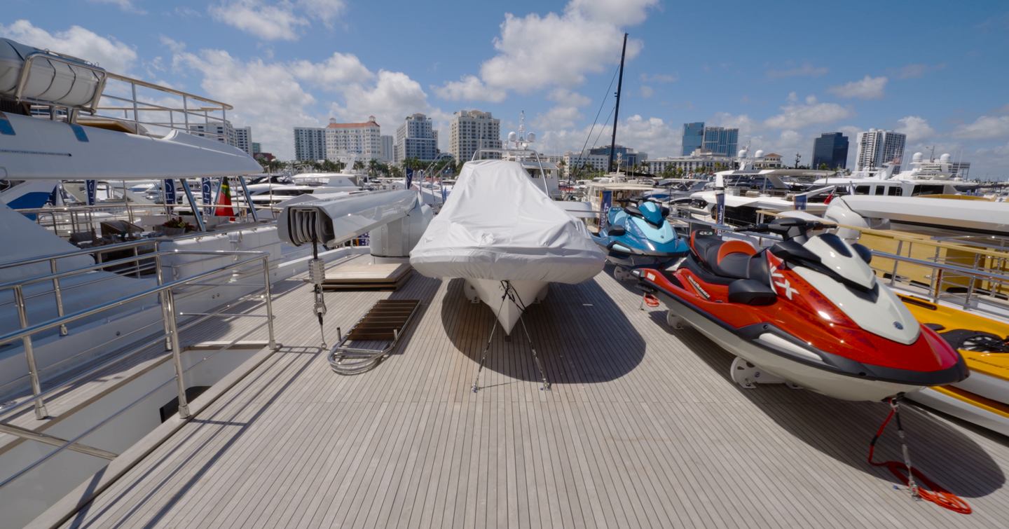 Numarine 40MXP boat deck with tender, personal watercraft and 3-tonne crane