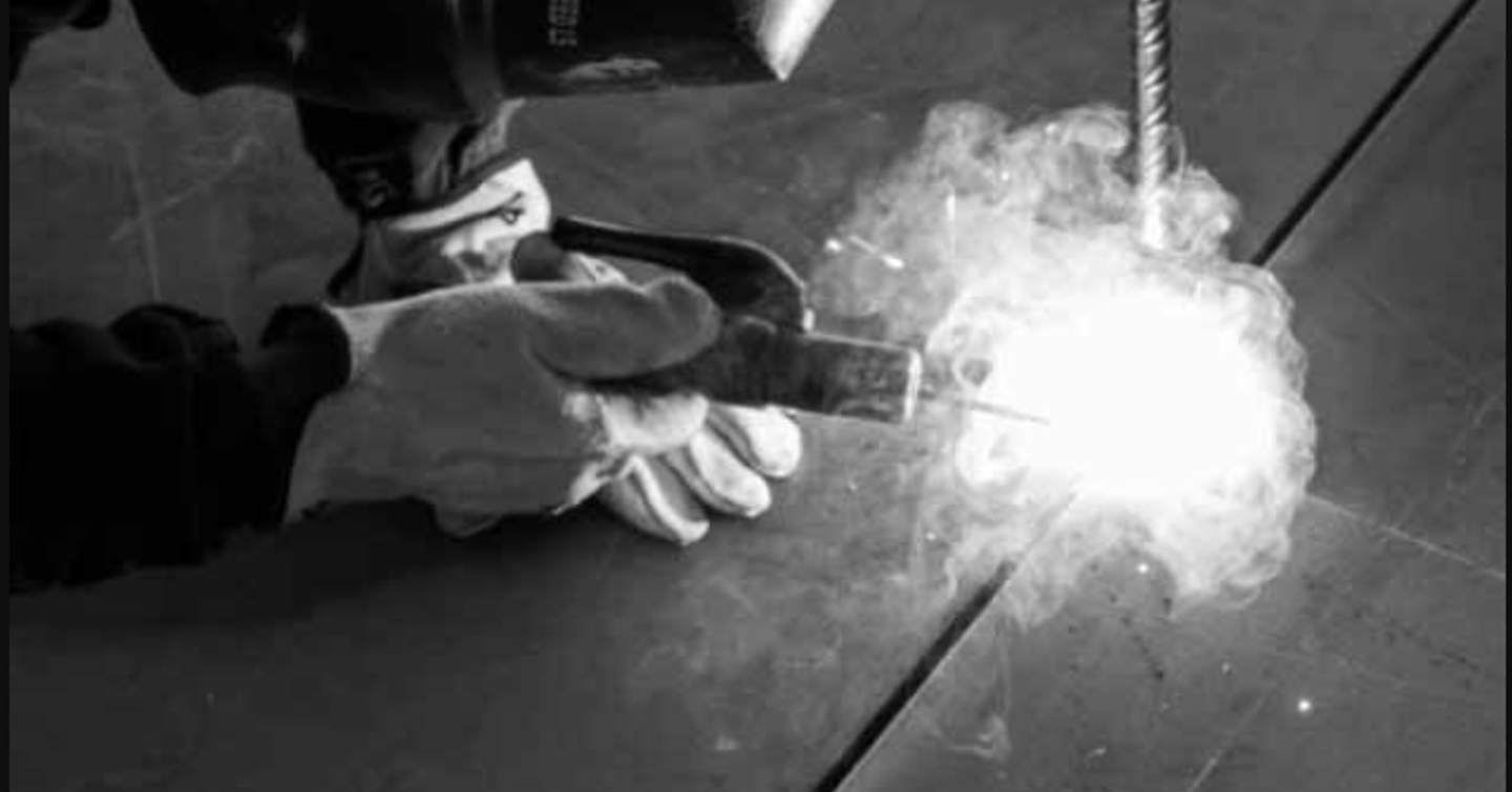 Close up of welding during construction of superyacht