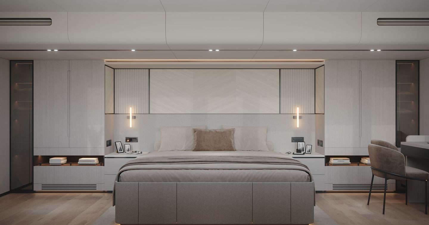 Rendering of VisionF 101 catamaran owner's cabin