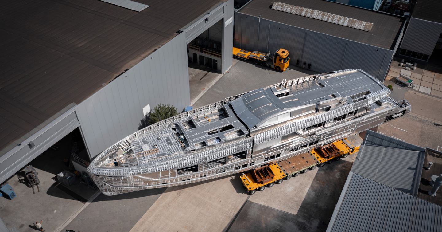 Aerial view of Van der Valk Superyacht Project Zen under construction 