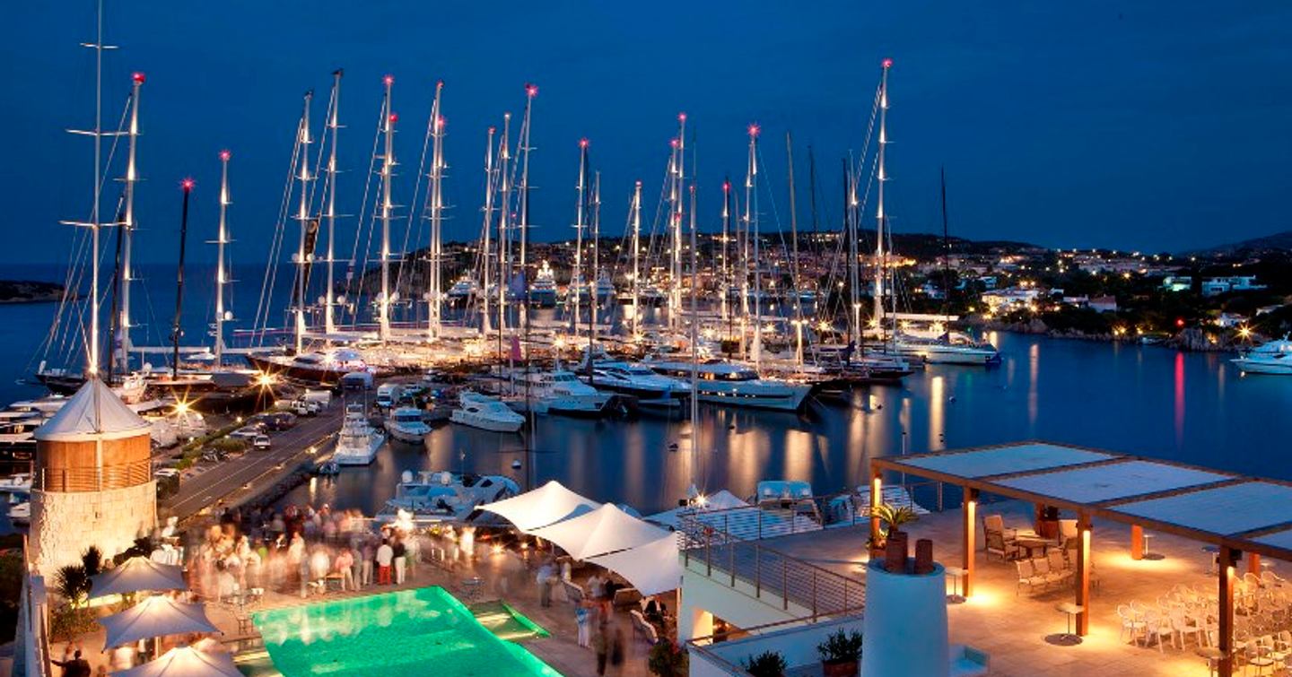  Yacht Club Costa Smeralda at night in Sardinia