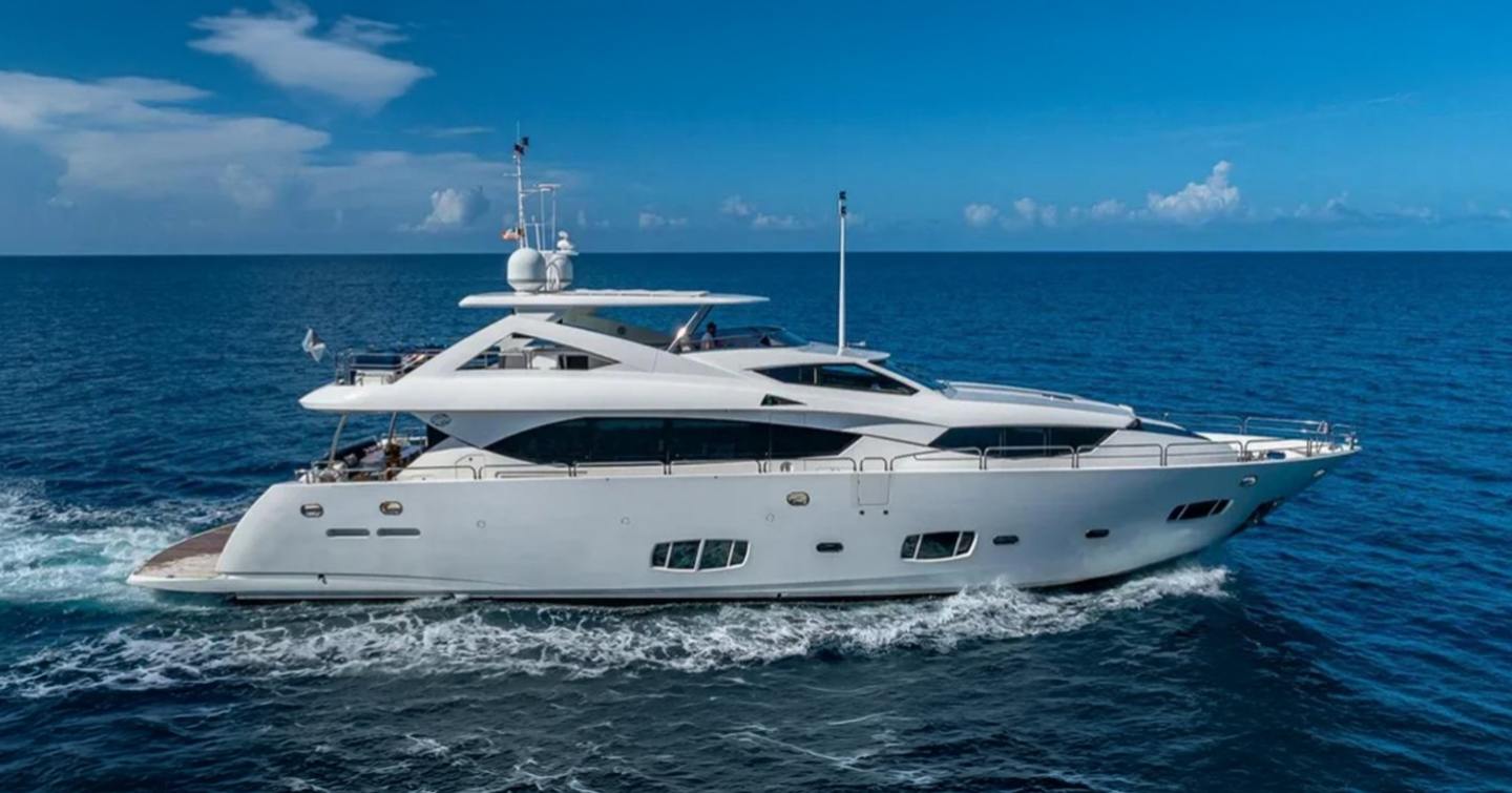 Sunseeker motor yacht Emrys underway side view 