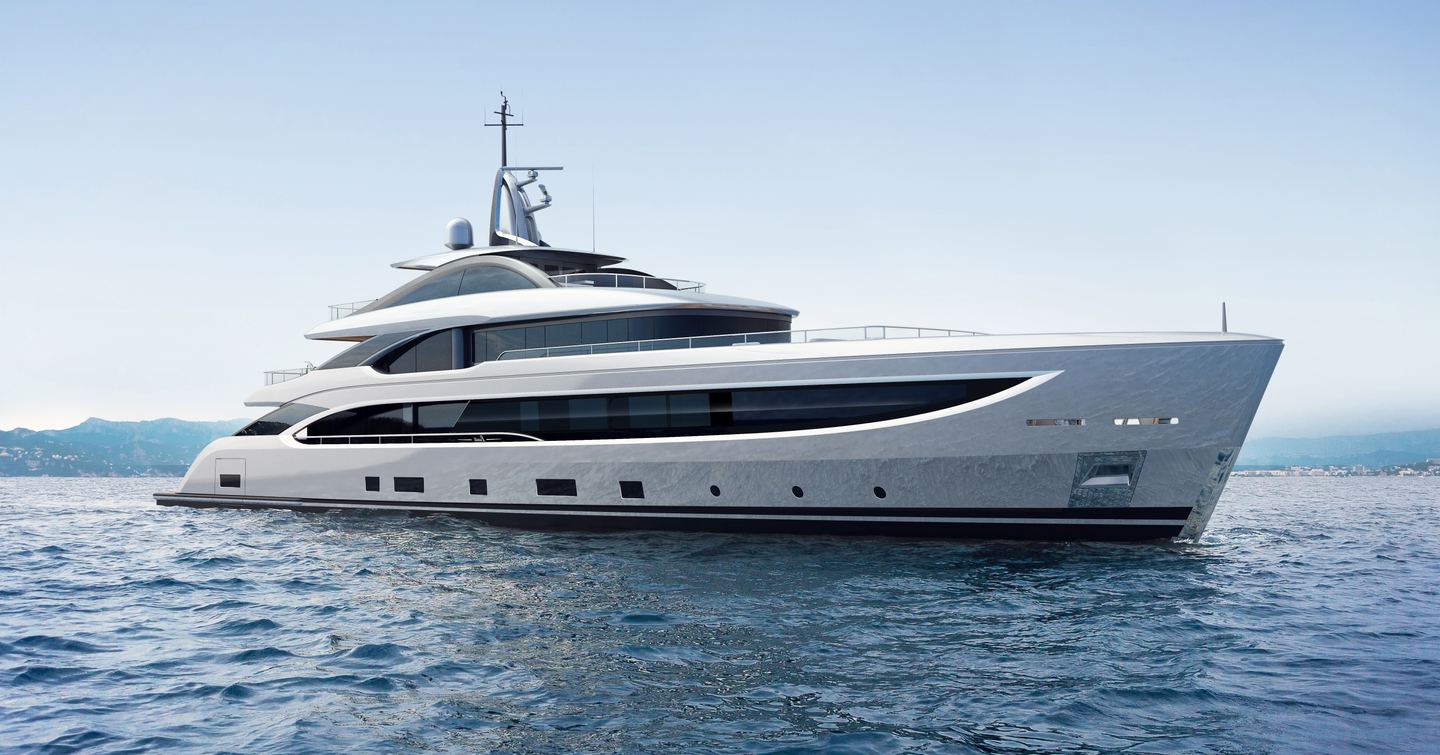 Benetti B.Now 50M yacht at anchor side view 