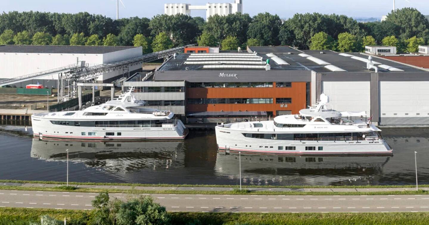 Mulder superyacht Delta One and My Lady underway at shipyard 