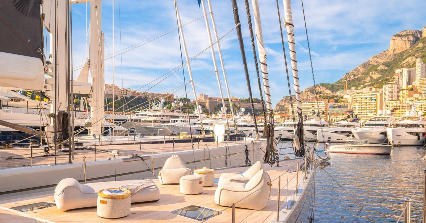 Sailing yachts overlooking Port Hercule in Monaco