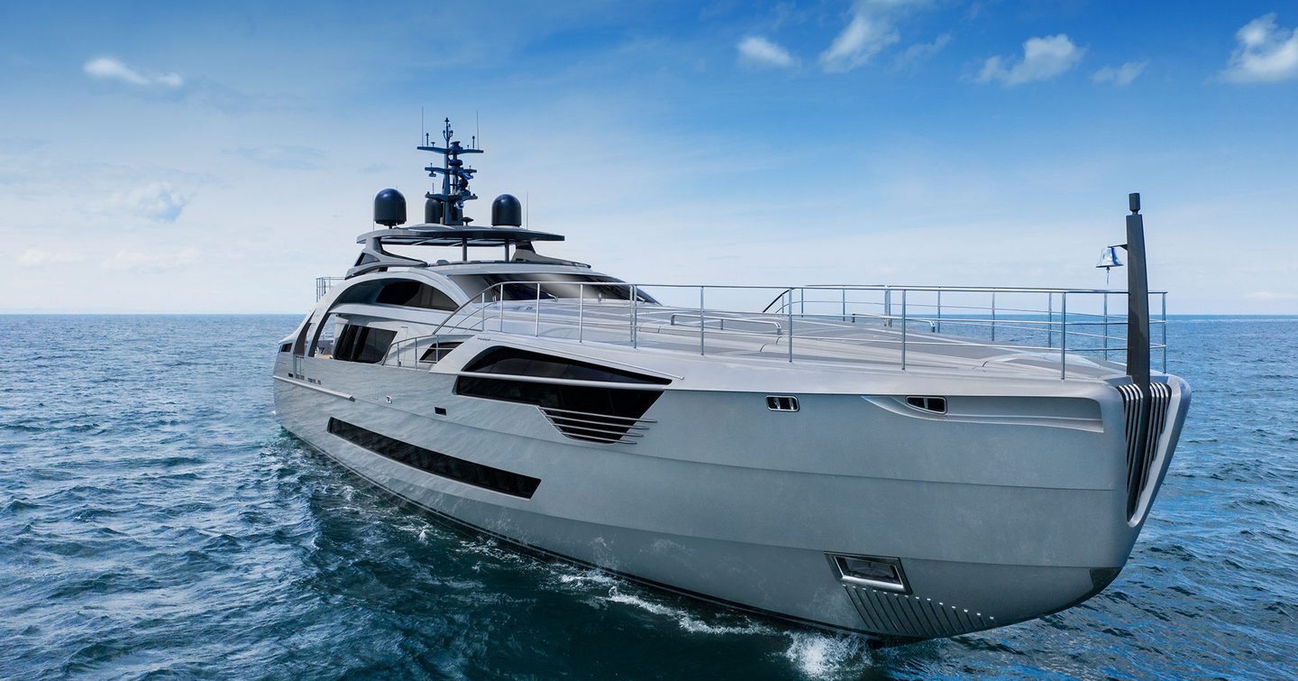 Close up of Superyacht Cabo's bow under way