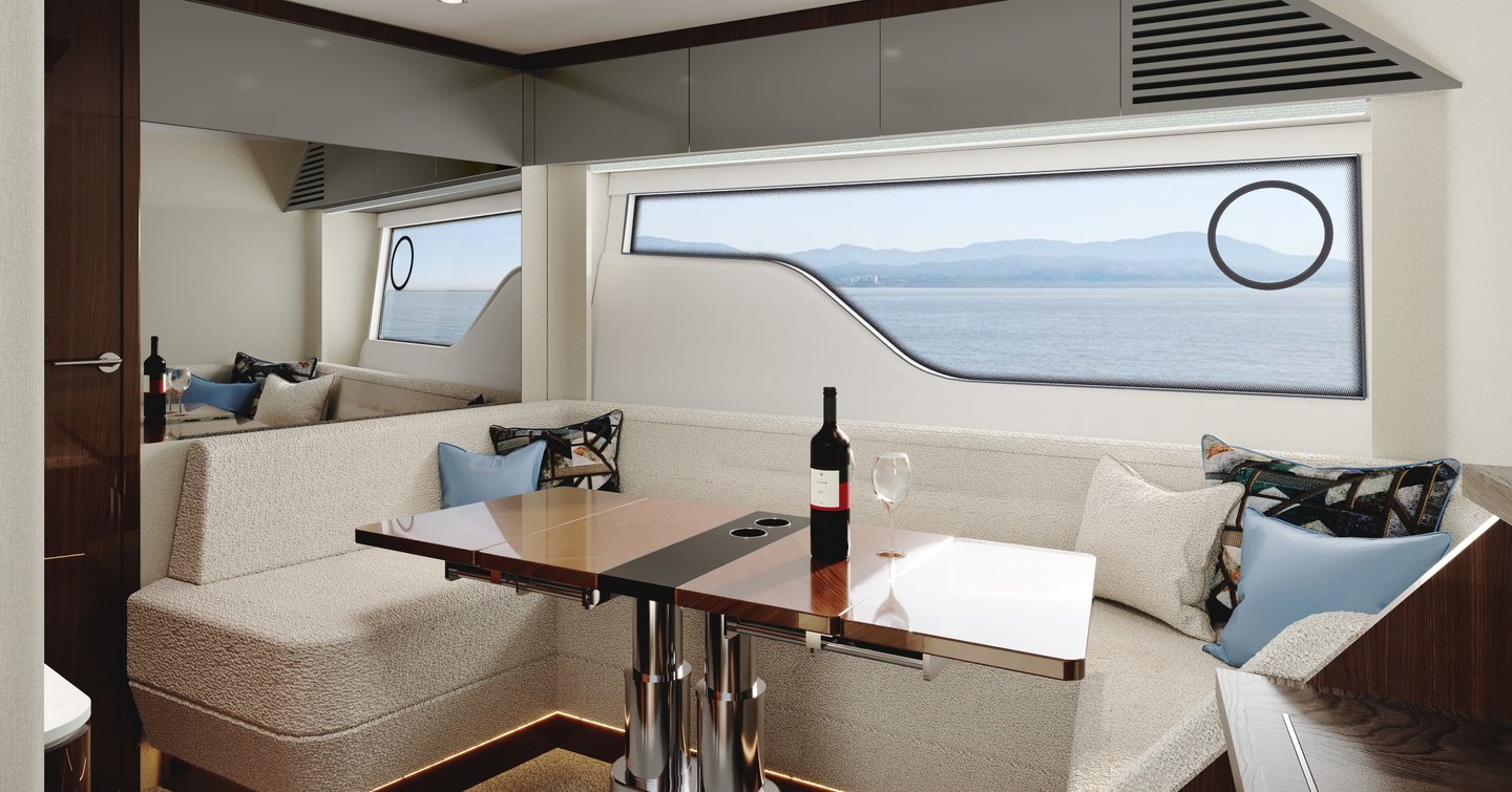 Dinette area rendering onboard Fairline Targa 40