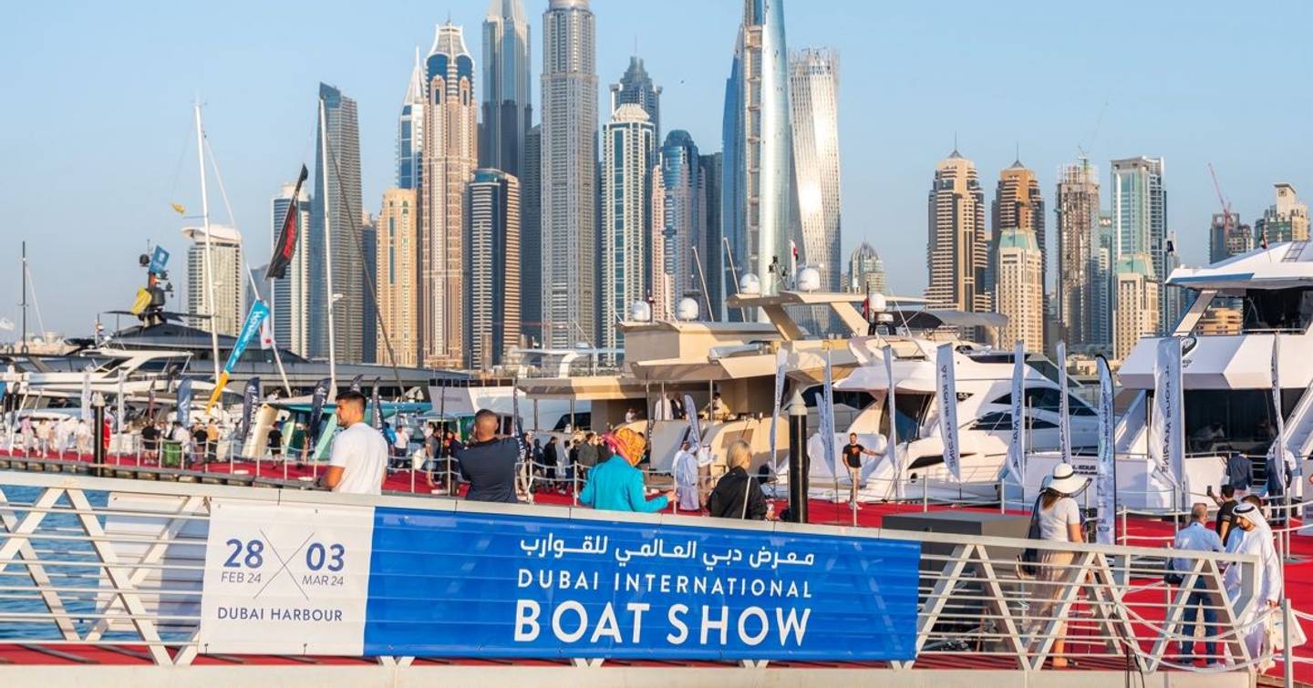 Pontoons entrance at DIBS with skyscrapers aft