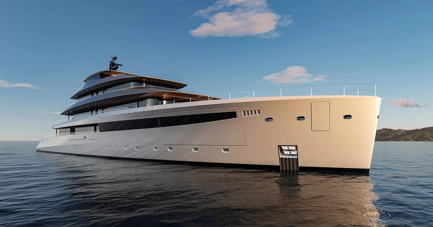 Close up rendering of Superyacht Project Ananda foredeck