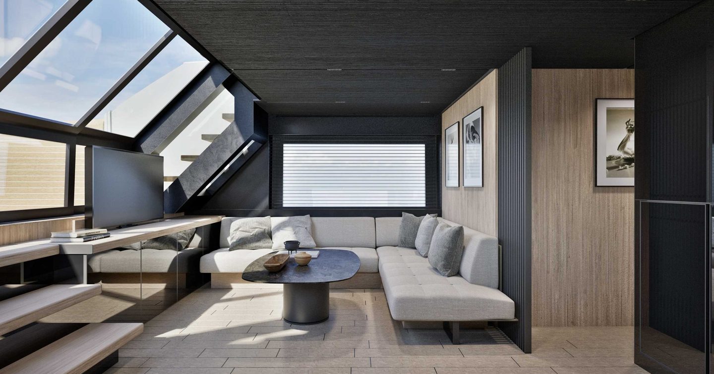 Bluegame BG64 motor yacht saloon lounge area 