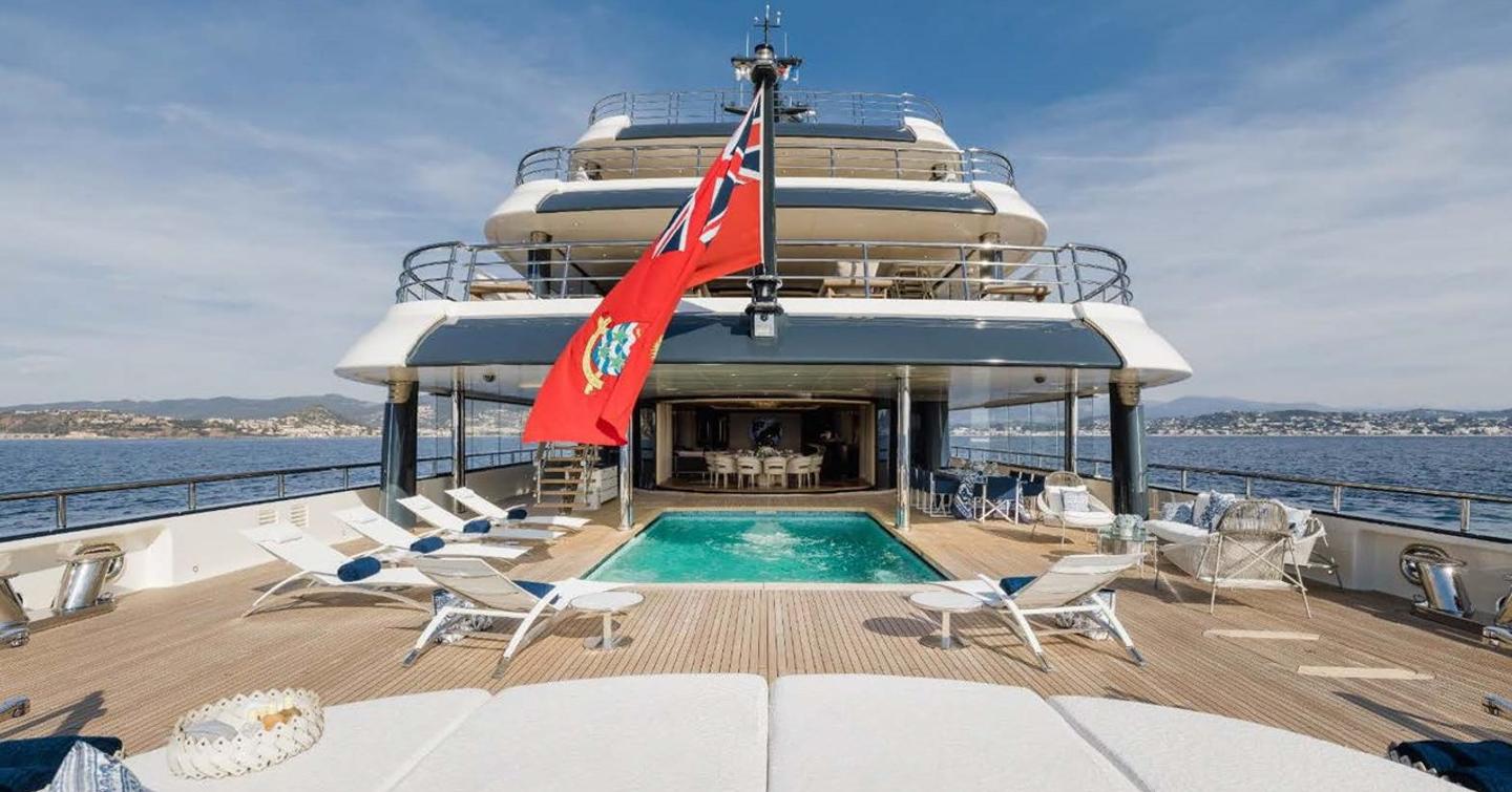 Superyacht Here Comes The Sun aft deck with pool