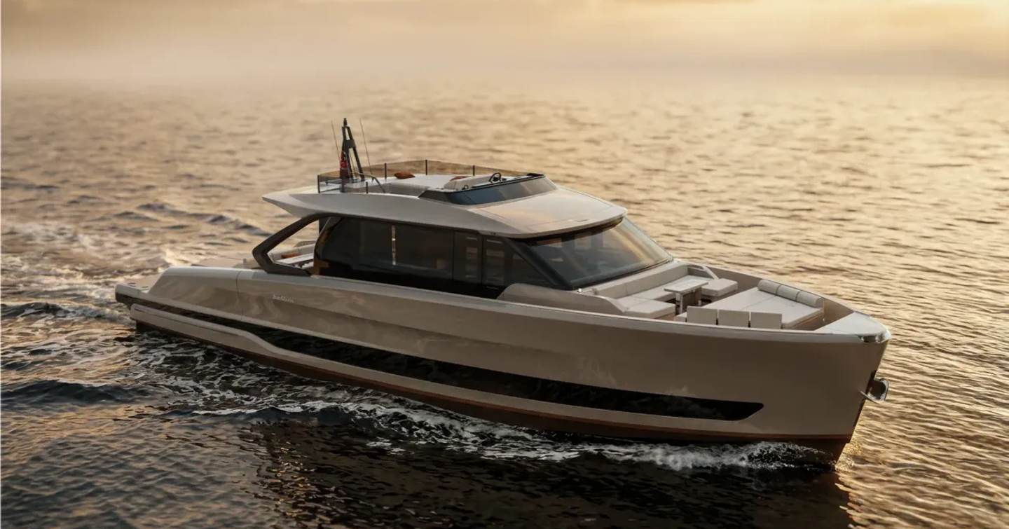 Rendering of Bellini Astor 68 motor yacht under way 