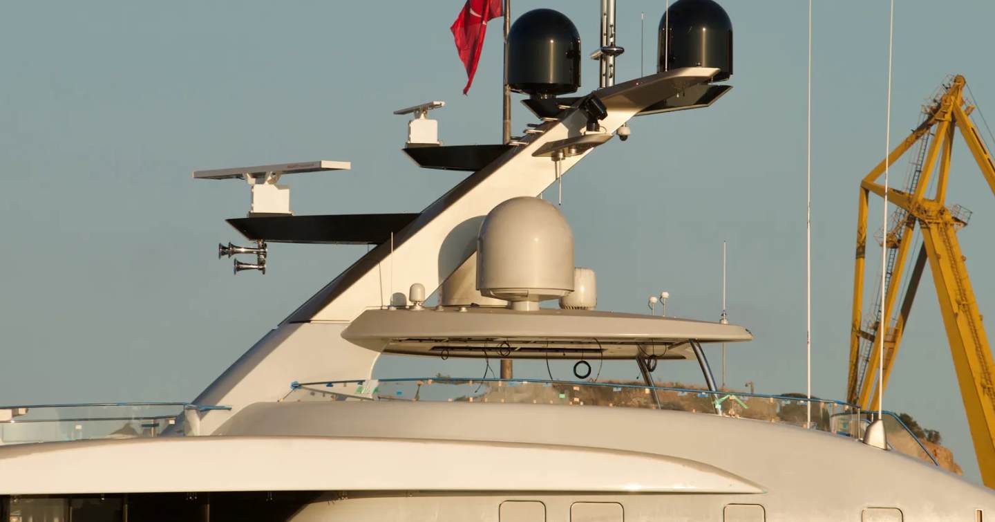 Close up of superyacht Nympheas' mast