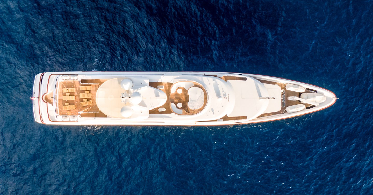 Aerial view of Superyacht Dilara