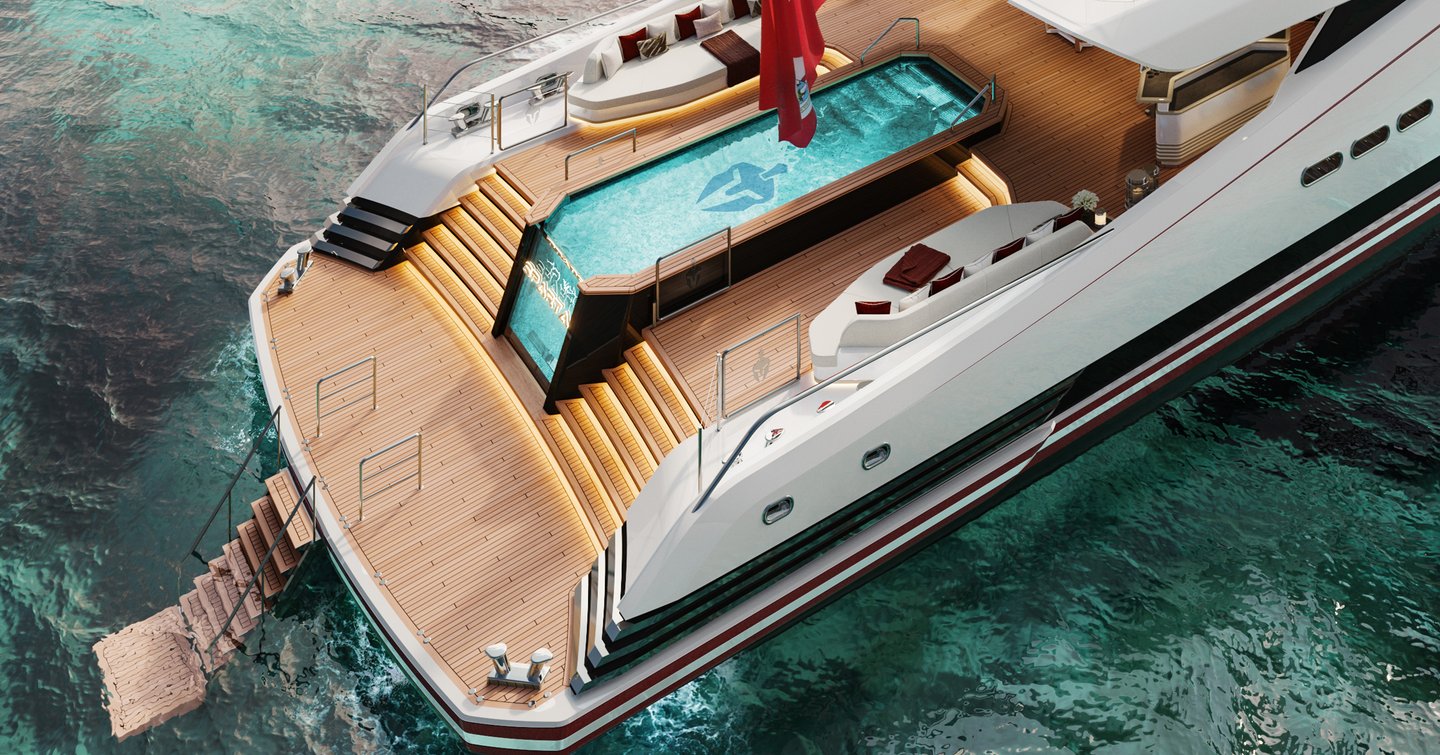 Superyacht Sparta's aft 