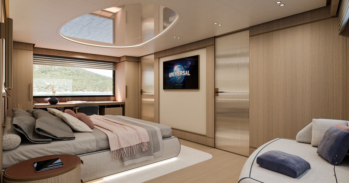 Rendering of Antonini Navi Seamore 34 Crossover Yacht Matilde7 master cabin