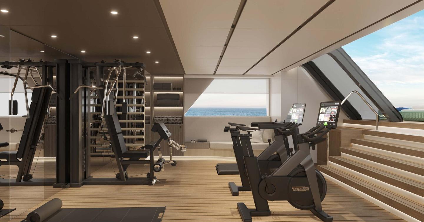 Rendering of Tankoa Superyacht Spirit beach club gym 