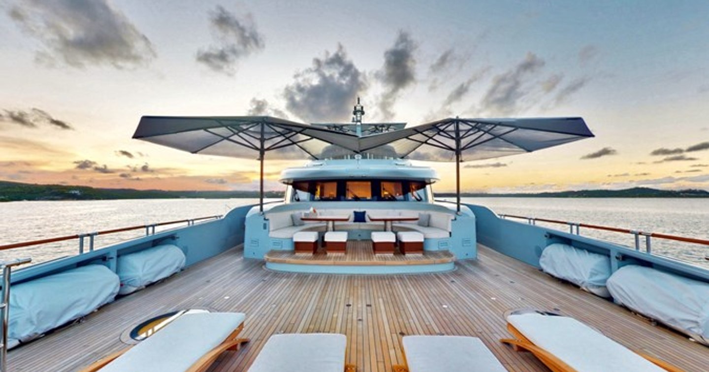 Superyacht After You's foredeck with sunpads