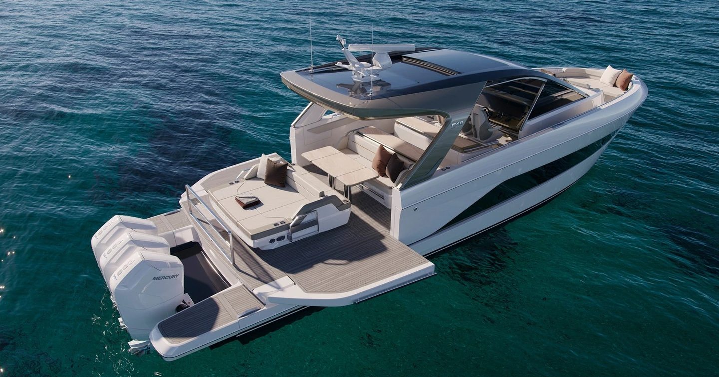Rendering of Princess C48 Open outboard motor yacht 