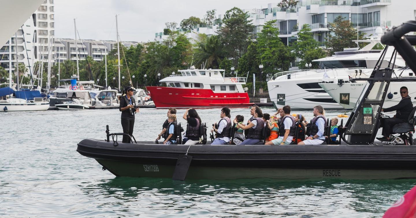 RIB on the water with visitors at SYF