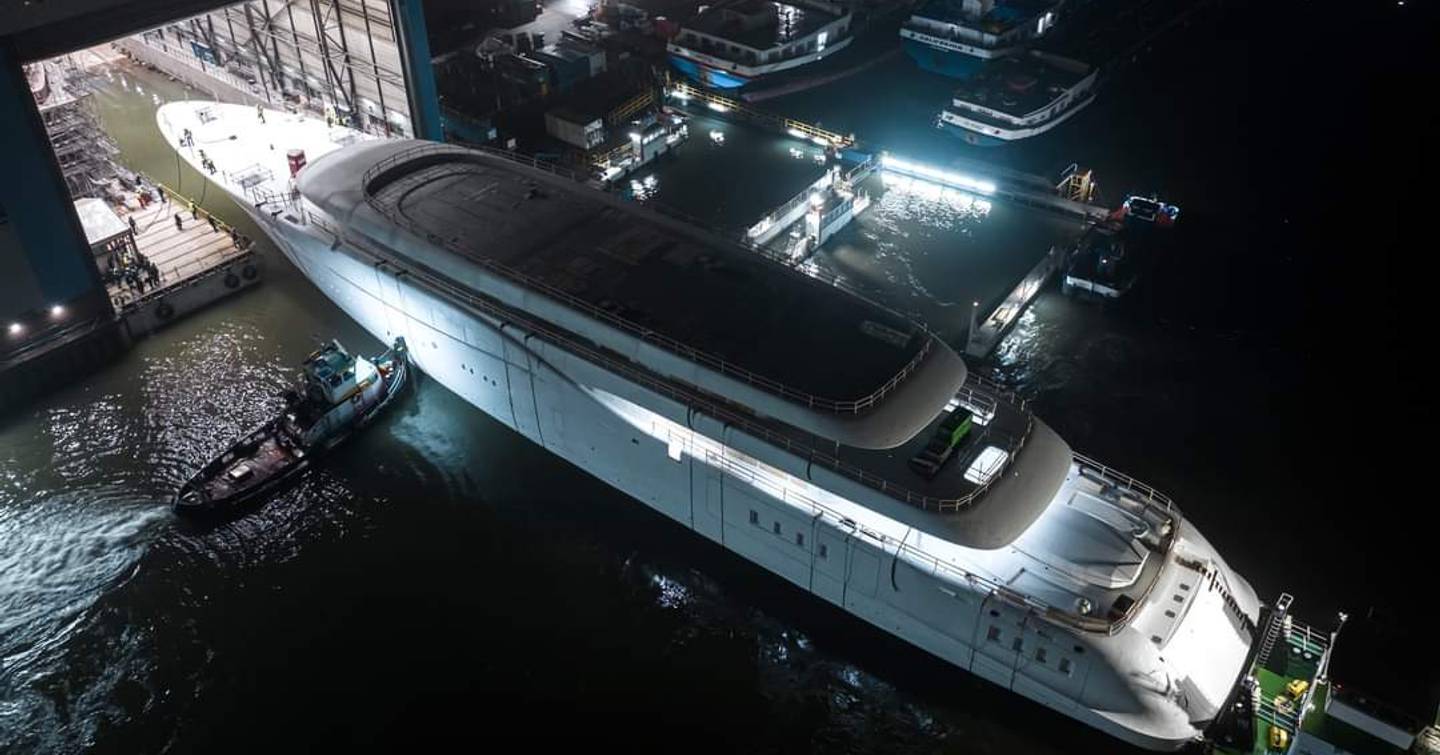 Superyacht Feadship 1014 outside shipyard