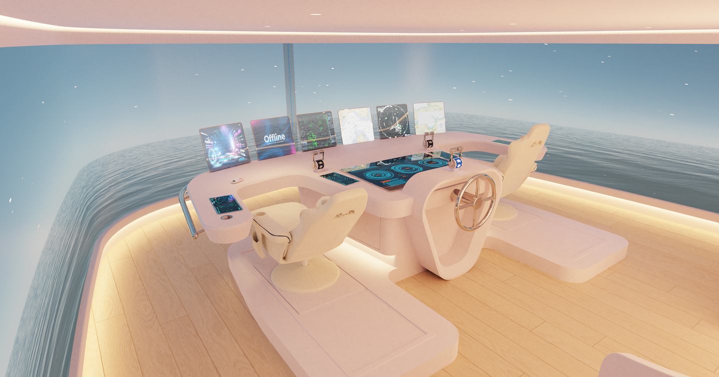 Feadship PURE concept yacht wheelhouse render