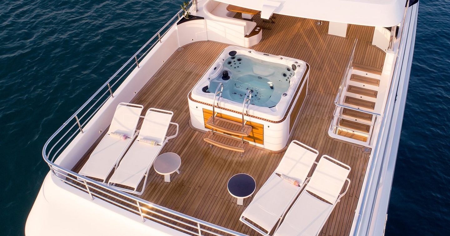 Gulf Craft Majesty 140 flybridge with jacuzzi and sunpads 