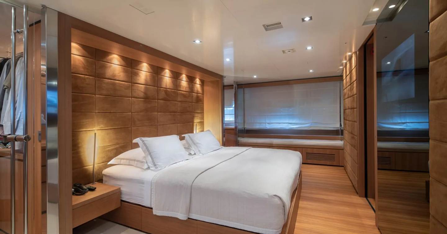  Baglietto superyacht Tin Tin master cabin with large window 