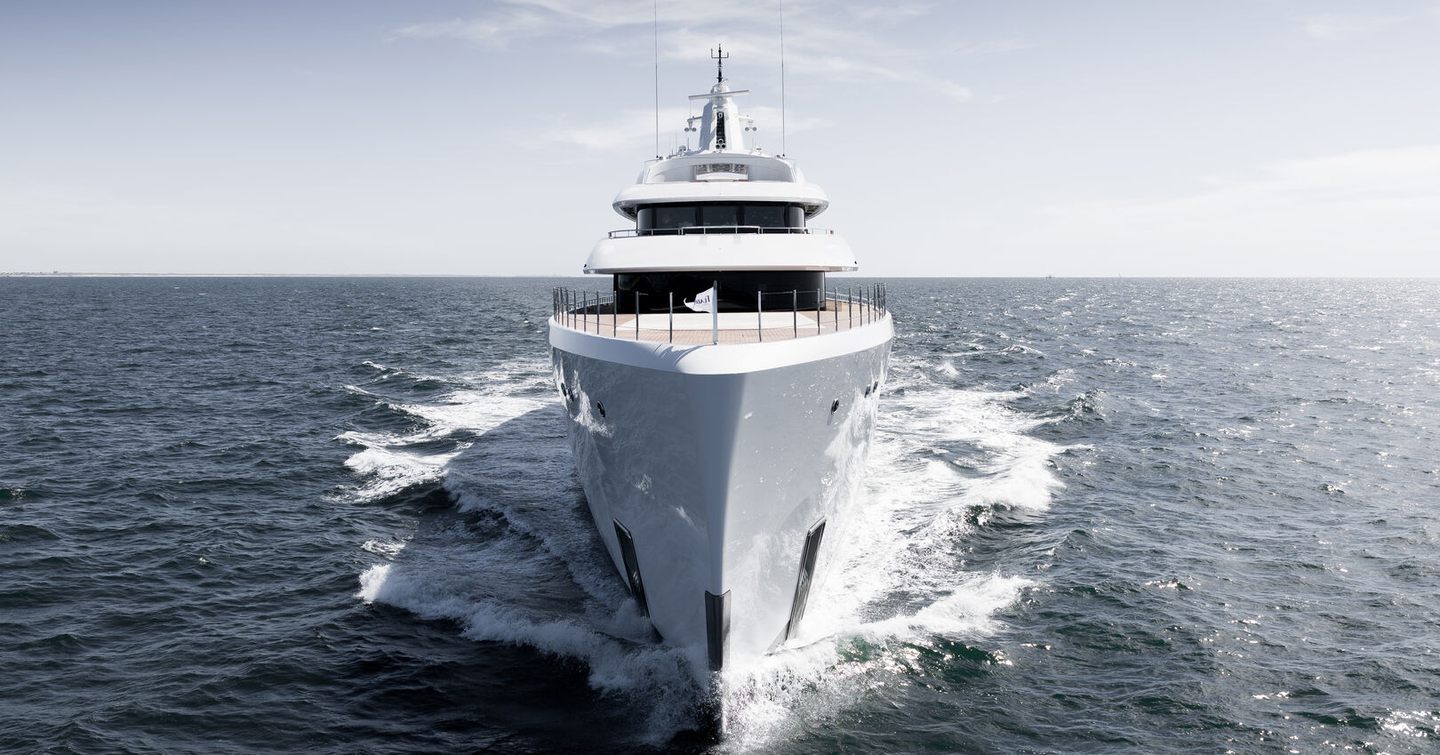 Feadship superyacht Milky Way underway bow view