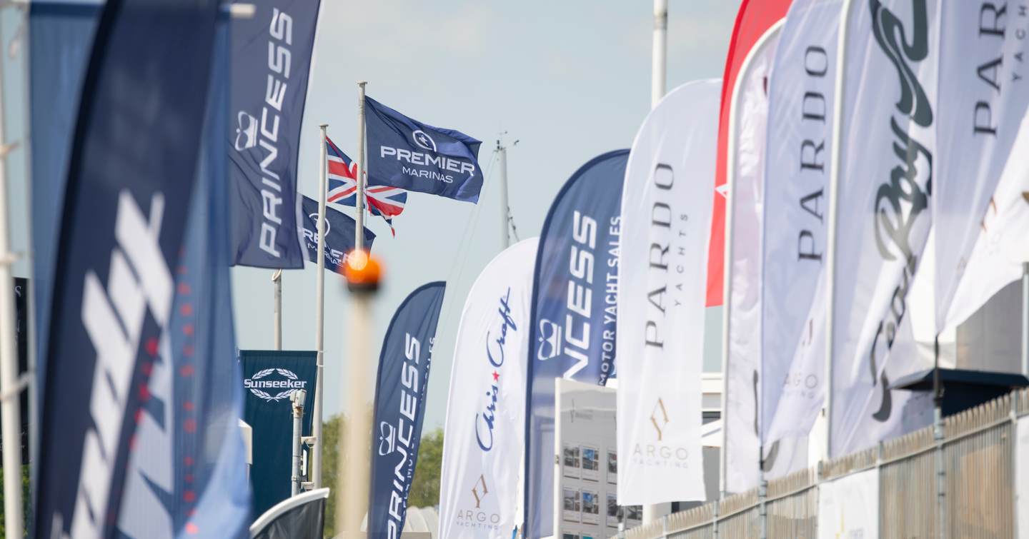 Various brand stands at British Motor Yacht Show 