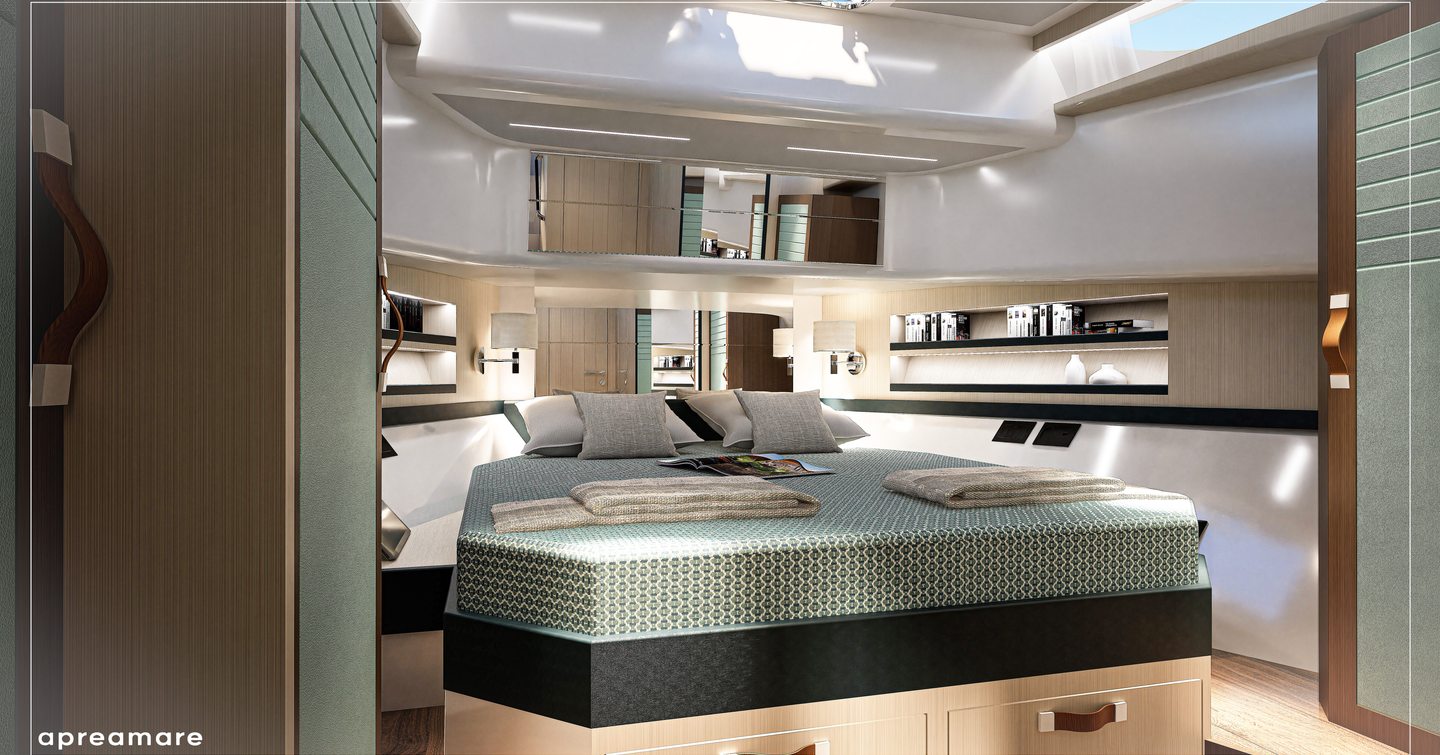 Rendering of Apreamare Gozzo 42 boat owner's cabin