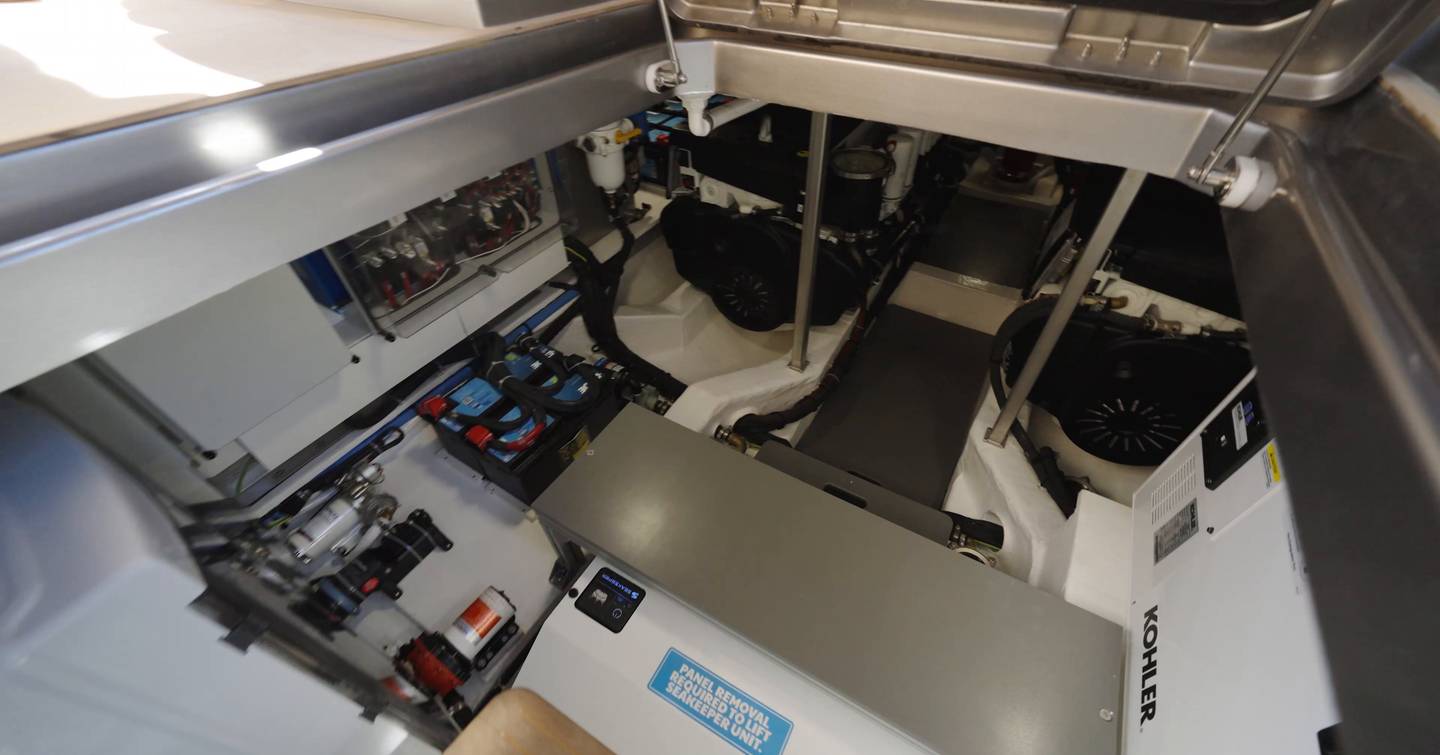 Pardo-43-Review-engine-room-with-Volvo-Penta-IPS-650-installation