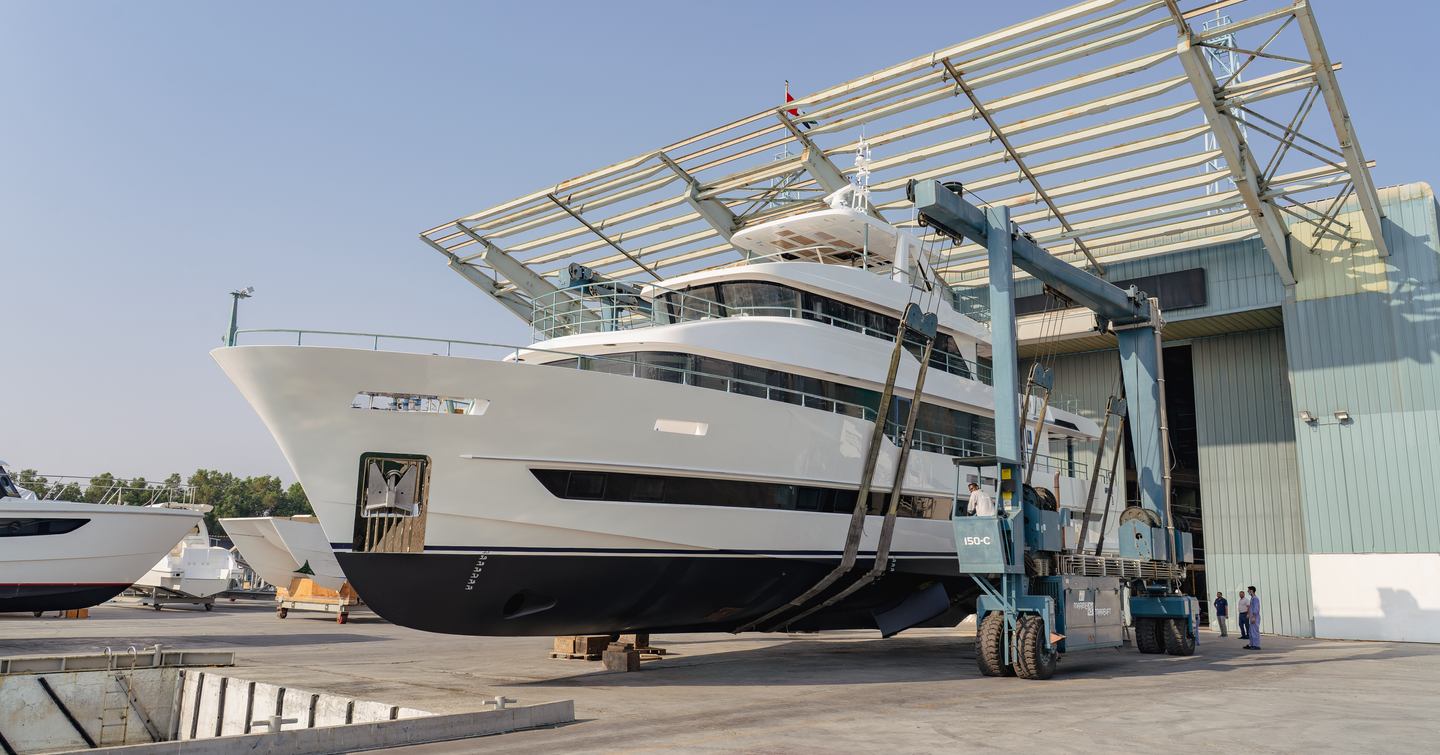Nomad yacht Charisma at launch side view 
