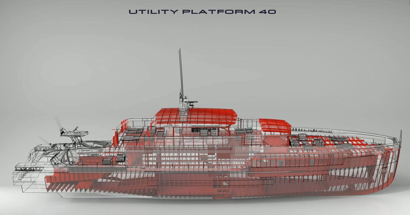 Side view of UP40 CGI with prospective red superstructure