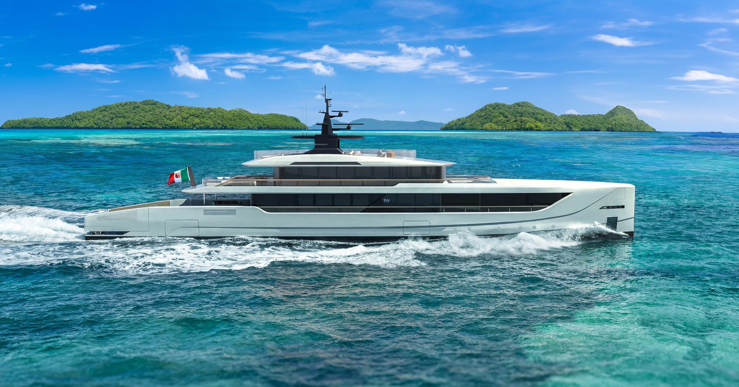 Rendering of ISA Yachts Timeless 52M superyacht under way 