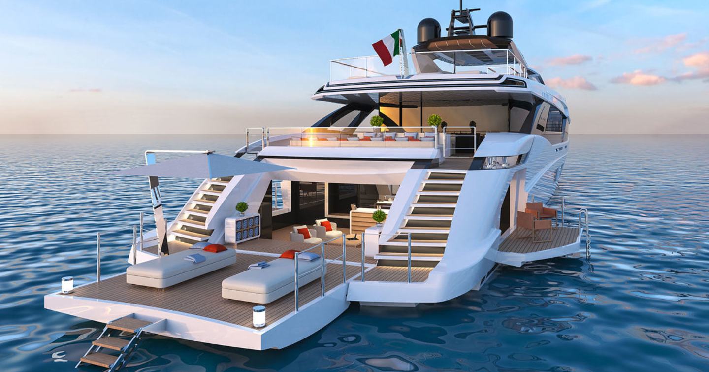 Rendering of Superyacht GoldenEye's beach club