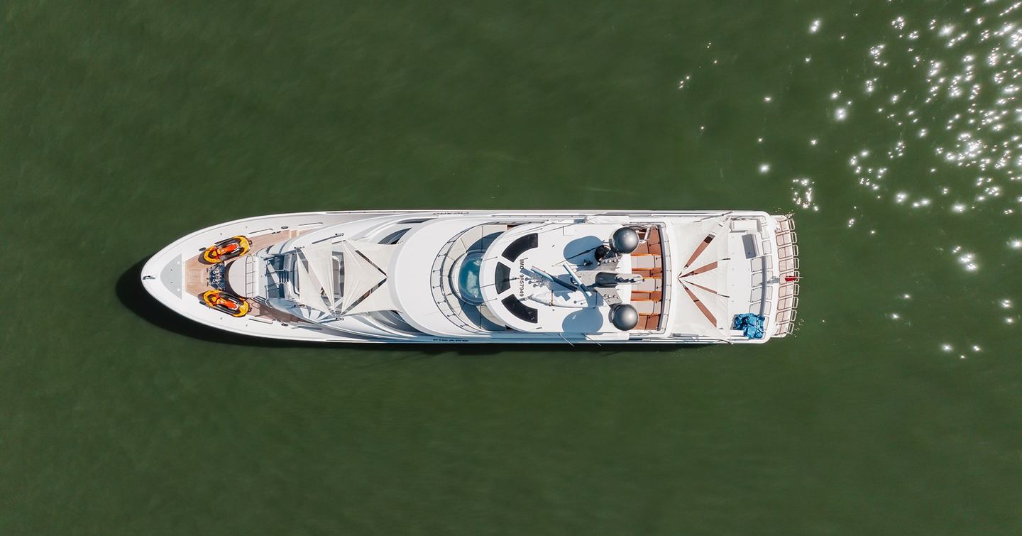 Aerial view of Superyacht Figaro