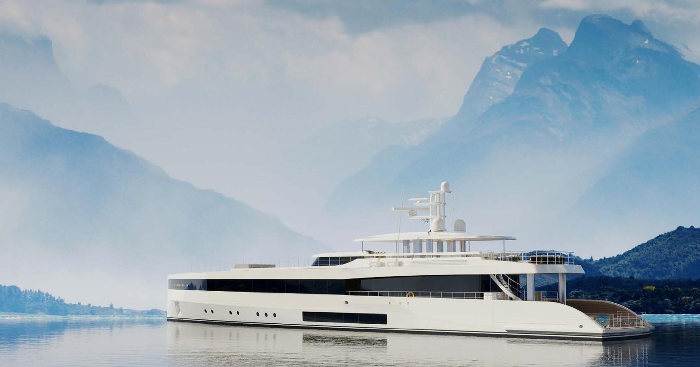 Rendering of Superyacht Project Fun at anchor