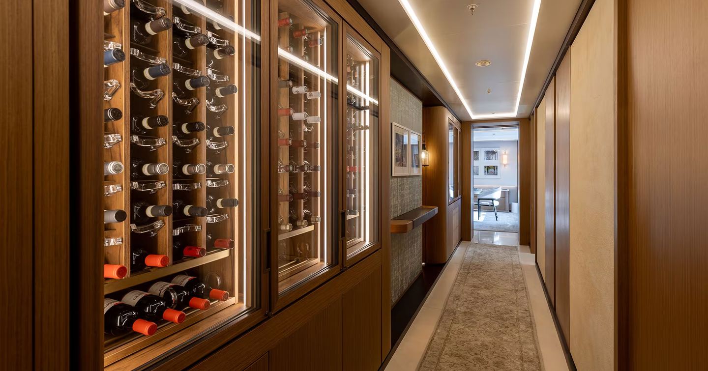 Superyacht Afla's post-refit wine fridge