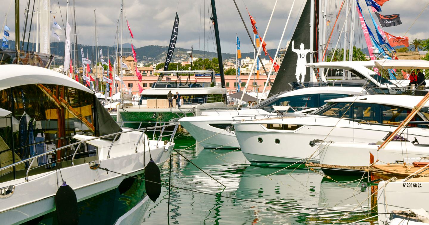 Motor yachts berthed Marina Moll Vell