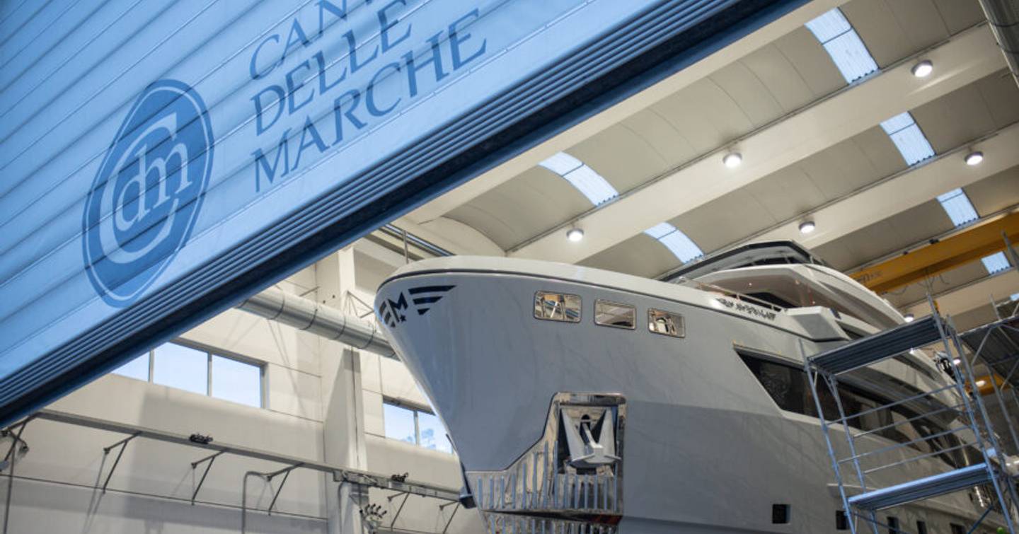 CdM Flexplorer 146 Maverick under construction at Cantiere delle Marche shipyard in Ancona